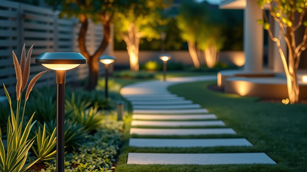 sleek low voltage LED landscape lights modern garden pathway subtle illumination luxury landscape lighting
